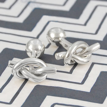 Solid Silver Knot Men's Cufflink Gift, 3 of 6