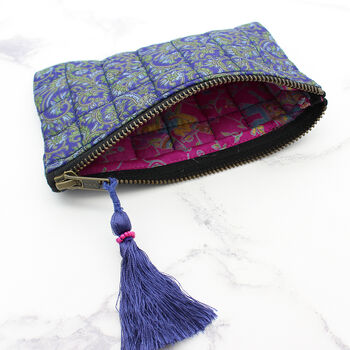 Silk Sari Upcycled Quilted Jewellery Bag, 6 of 7