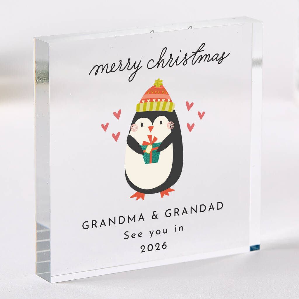 Merry Christmas Acrylic Plaque Gift For Grandma And Grandad, 1 of 5
