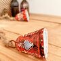 Orange Terracotta Red Hand Painted Hanging Heart Bell, thumbnail 4 of 8