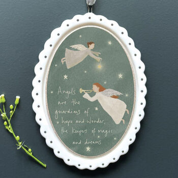 Elegant Oval Porcelain Angel Christmas Decoration, 5 of 5