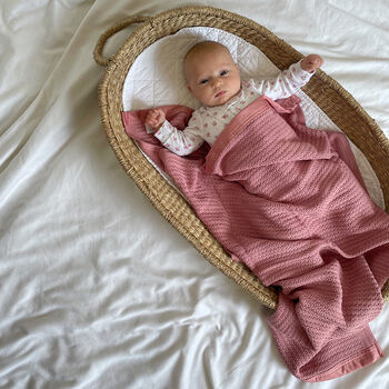 Pink Cellular Baby Blanket | Organic Cotton, 6 of 10