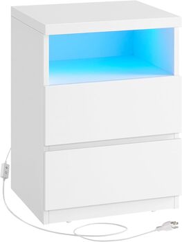 Bedside Table With LED Light And Storage Drawers, 7 of 7