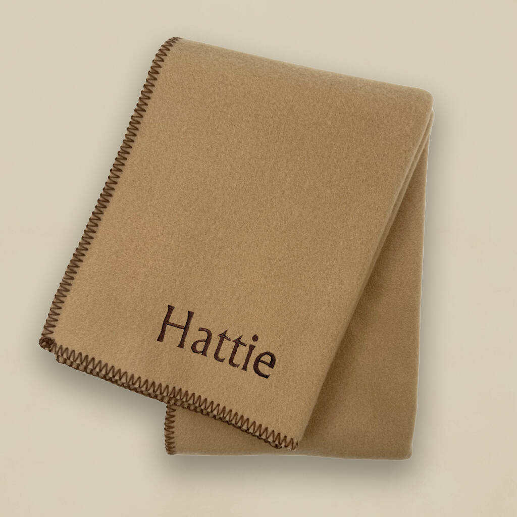 Personalised Fleece Blanket, Camel, 1 of 5