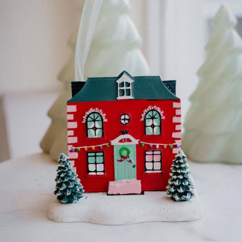 Christmas Red House With Trees Incense Cone Burner, 1 of 5