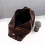 Personalised Special Date Men's Brown Leather Toiletry Wash Bag, thumbnail 4 of 7