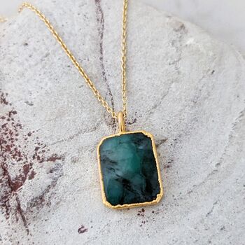 The Rectangle Emerald Necklace, Gold Plated, 6 of 9