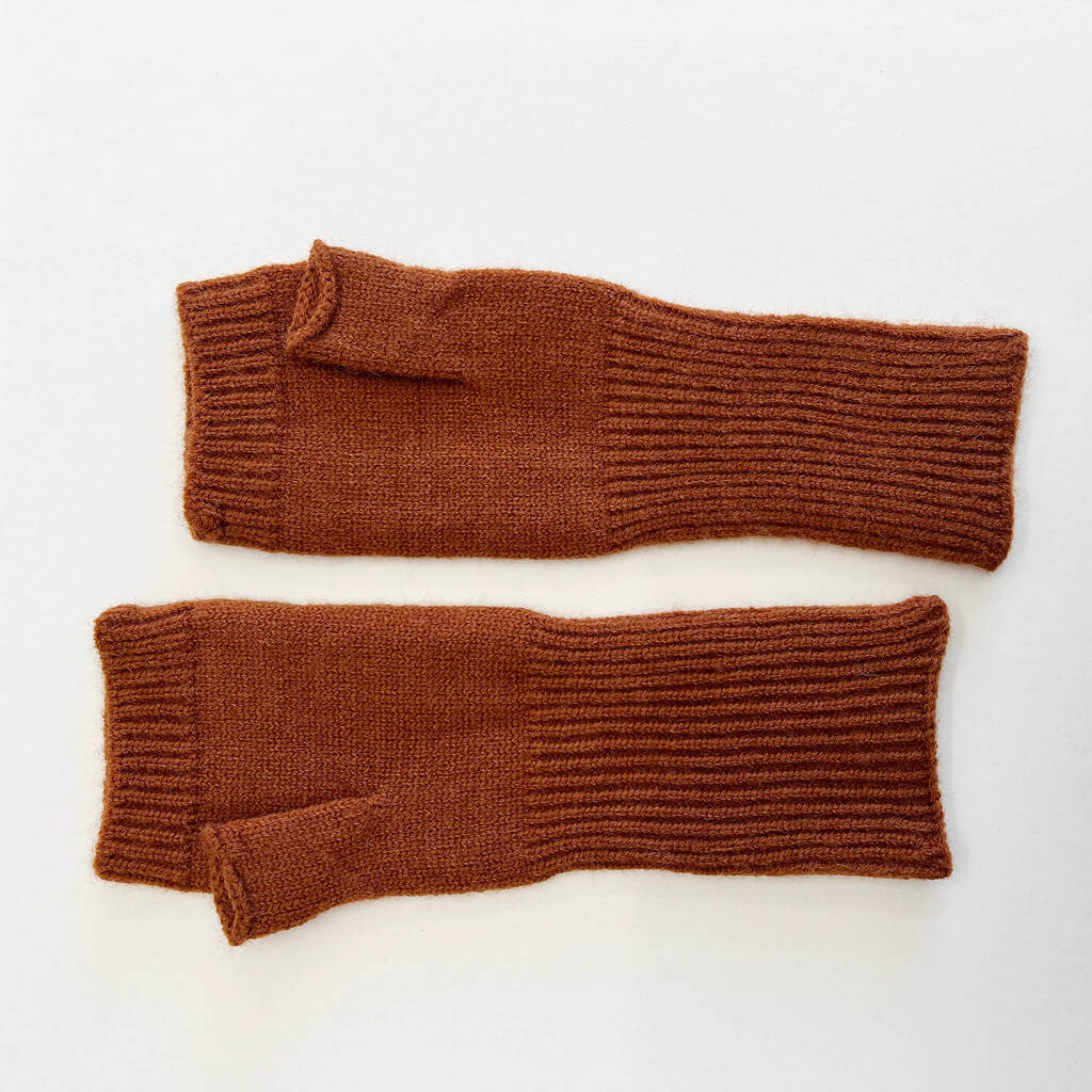 Cosy Cable Knit Plain Colour Medium Fingerless Gloves By Studio Hop ...