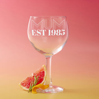 Personalised Mum Est. Retro Font Mother's Day Gin Glass, 2 of 6