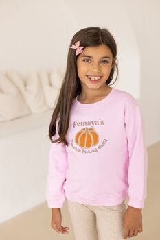 Child's Halloween 'Little Pumpkin' Embroidered Personalised Sweatshirt Jumper, 8 of 8