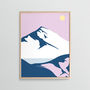 Pink Mountains 01 Fine Art Winter Skiing Print, thumbnail 2 of 4