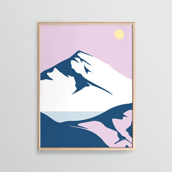 Pink Mountains 01 Fine Art Winter Skiing Print, 2 of 4