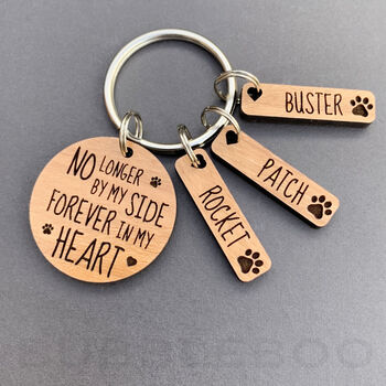 Pet Memorial Keyring. Round Shape. No Longer By My Side, 2 of 6
