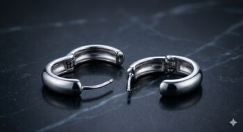 Silver Stainless Steel Huggie Hoop Earrings, 5 of 7