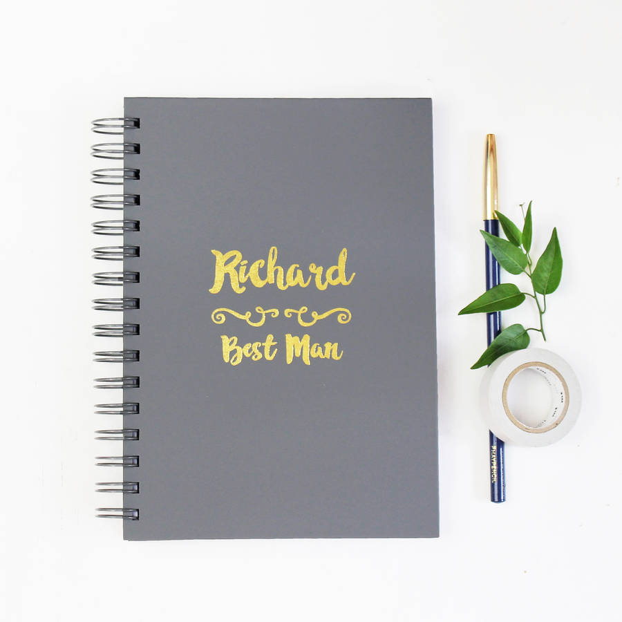 Personalised Best Man Foiled Notebook By Martha Brook