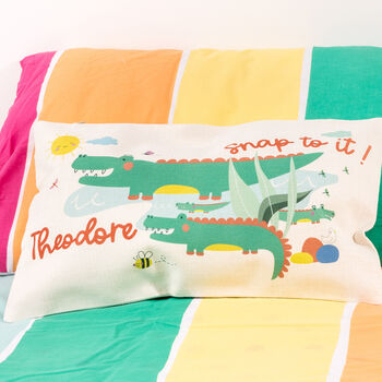 Children's Personalised Crocodile Themed Cushion, 3 of 9