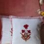 Maroon Floral Block Printed Cushion Cover Set Of Two, thumbnail 1 of 2