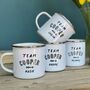 Team Surname Enamel Mugs Set, With College Font, thumbnail 2 of 2