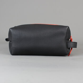 Black Leather Cosmetics Bag With Orange Zip, 5 of 8