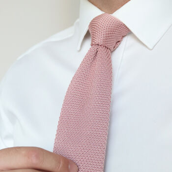 Wedding Handmade Polyester Knitted Tie In Dusty Pink, 3 of 12