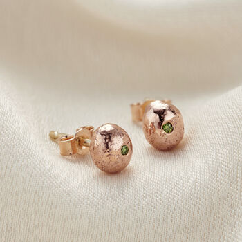 9ct Gold Molten Orb Birthstone Stud Earrings, 2 of 8