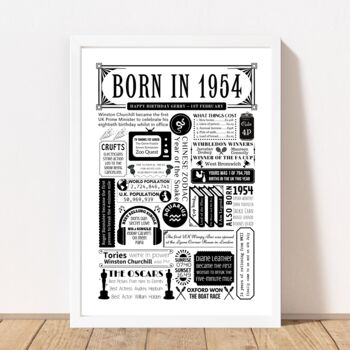 Born In 1954 Personalised 70th Birthday Fact Poster, 4 of 8