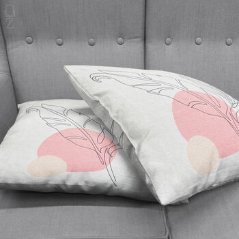 Cushion Cover With Abstract Pink And Black Leaf Design, 5 of 7