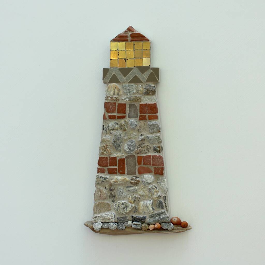 Stone Lighthouse Coastal Mosaic Wall Art By Rana Cullimore