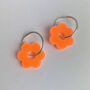 Flower Power Hoop Earrings Fluo Colours, thumbnail 1 of 3