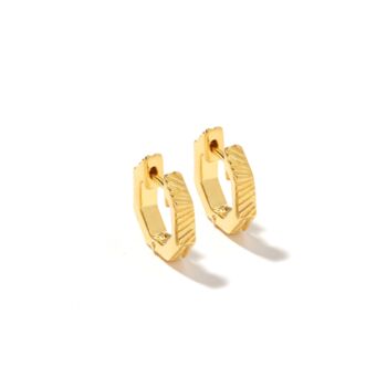 Gold Plated Sterling Silver Hexagon Hoop Earrings, 4 of 5