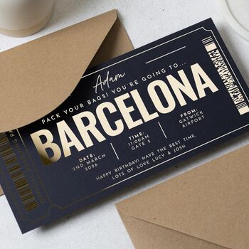 Personalised Gold Foil Barcelona Voucher, 3 of 9