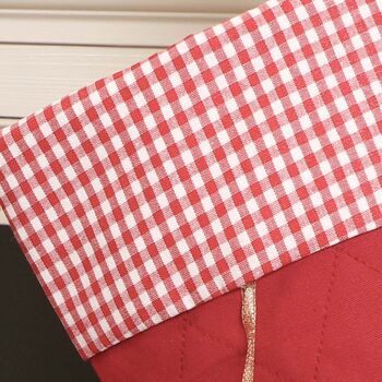 Red Gingham Heart Christmas Stocking, 4 of 6