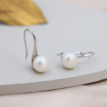 Genuine Freshwater Pearl Drop Hook Earrings, 3 of 11