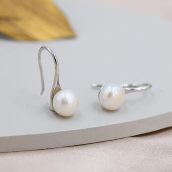 Genuine Freshwater Pearl Drop Hook Earrings, 3 of 12