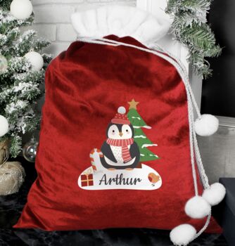 Personalised Christmas Penguin Sack, 2 of 3