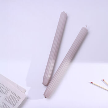 G Decor Velluto Rosato Set Of Two Extra Tall Dinner And Taper Candles With Ribbed Velvet Matte Finish, 2 of 3