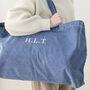 Embroidered Initials Oversized Washed Tote Bag, thumbnail 3 of 5