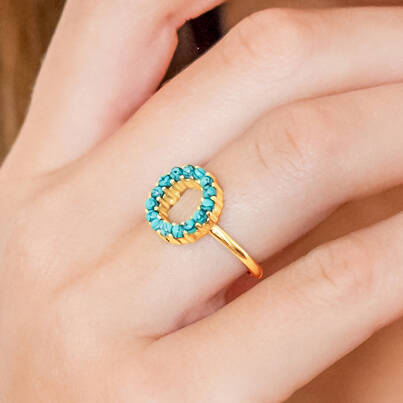 Halo Radiance Turquoise Ring Gold Plated, 1 of 12