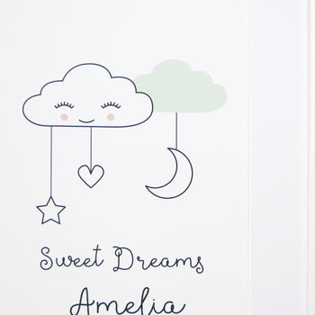 Sweet Dreams Cloud Nursery New Baby Print, 8 of 12