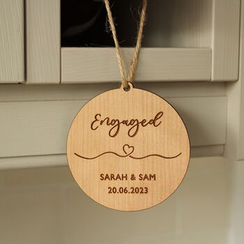 Personalised Engaged Hanging Keepsake,Couple Engagement, 2 of 5