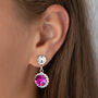 Fuchsia Pink Swarovski Crystal Snow Drop Earrings, thumbnail 4 of 6