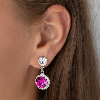 Fuchsia Pink Swarovski Crystal Snow Drop Earrings, 4 of 6