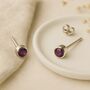 Sterling Silver February Amethyst Birthstone Stud Earrings, thumbnail 1 of 4
