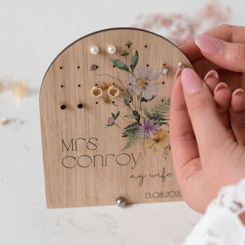 Personalised Dainty Summer Flowers Arch Earring Storage, 2 of 5