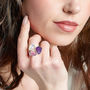 Ruby, Moonstone And Amethyst Adjustable Silver Ring, thumbnail 2 of 7