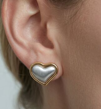 Kokoro Mixed Metals Heart Stud Earrings, 2 of 4