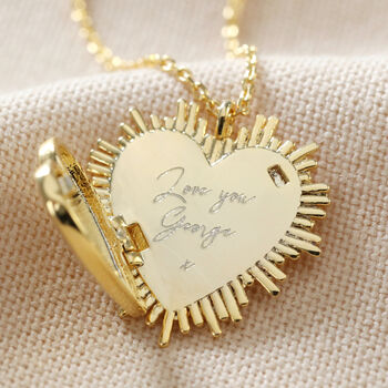 Personalised Heart Sunburst Locket Necklace, 9 of 12