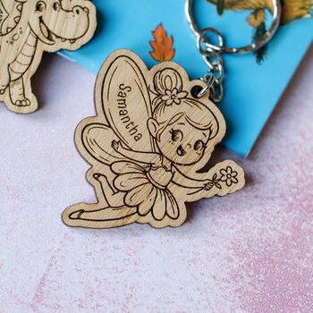 Personalised Fairy Keyring – Mushroom, Dragon Or Fairy Girl | Kids Party Bag Filler, 5 of 7