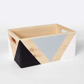 Geometric Wooden Box With Handles Two Sizes Available, 4 of 9