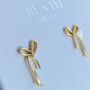 Silver And Gold Bow Bridesmaid Earrings, thumbnail 1 of 12